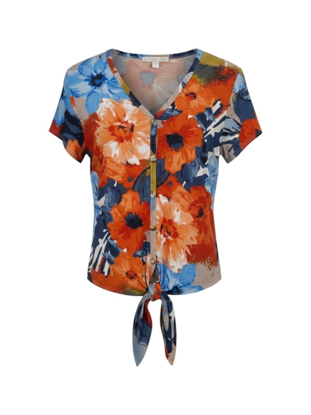 Juniper + Lime Multicolor Women's Floral V-Neck Top M